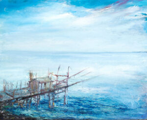 Il Trabucco | Seascape Oil & Chalk Canvas on Wood | Antonella Natalis