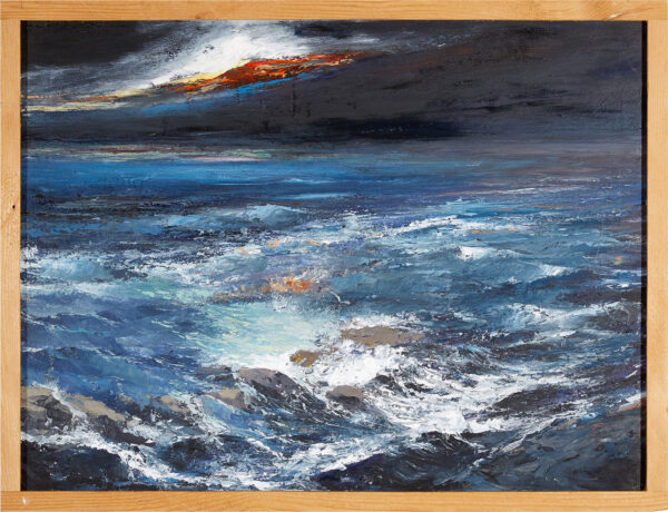 Notte - Energia del Mare | Seascape Oil Canvas with Frame | Antonella Natalis